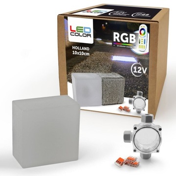 Oprawa najazdowa LED 12V Kostka IP68 10x10 RGB