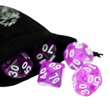 Набор из 10 с десятистенными кубами K10 0-9+00-90 Purple Transparent