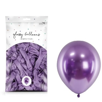 Balony MINI GLOSSY 12cm fioletowe 50szt chromowane
