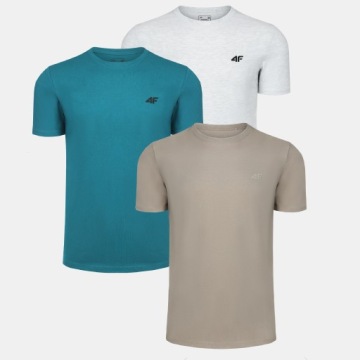 T-SHIRT MĘSKI 4F KOSZULKA BAWEŁNIANA SPORTOWA BASIC ZESTAW 3SZT KOMPLET
