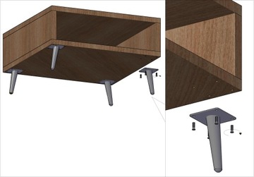 Стальная наклонная ножка 13 см, монтажная пластина, латунь.