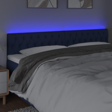 vidaXL Изголовье кровати со светодиодной подсветкой синее, 200x7x78/88 см, ткань