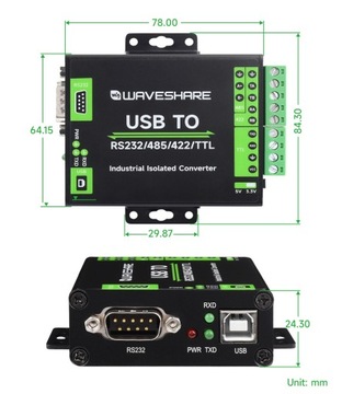 Промышленный преобразователь USB-RS232/485/422/TTL