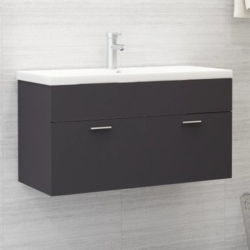 vidaXL Szafka pod umywalkę, szara, 90x38,5x46 cm, płyta wiórowa