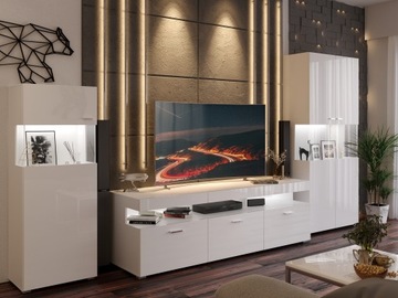 Тумба под телевизор VANCOUVER Стол под ТВ 180 см, белый ГЛЯНЦЕ