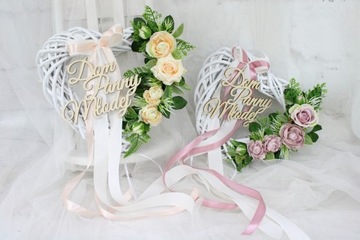 Serce wianek dekoracja drzwi Dom Panny Młodej róż