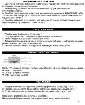 PANEL SOLARNY MONO ZESTAW 200W+REG. 20A