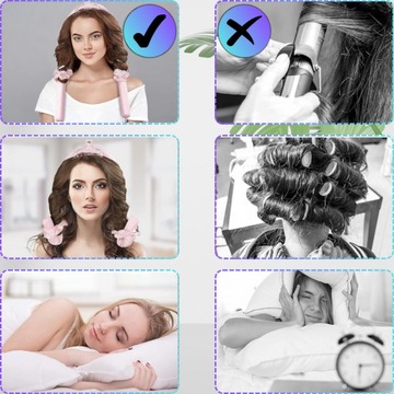 Wałek do kręcenia loków lokówka opaska PAPILOTY gumka klamra do włosów