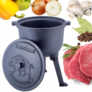 KOCIOŁEK MYŚLIWSKI GARNEK ŻELIWNY 4,0 L KAMILLE