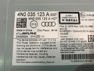 AUDI A8 D5 A6 C8 Q7 ЧИТАТЕЛЬ DVD-ПЛЕЕР 4N0035123A