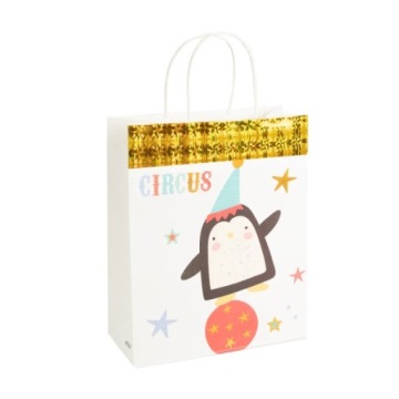 Torebka na prezenty kolorowa pingwin 32x26 cm