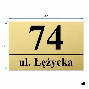NUMER NA DOM TABLICZKA ADRESOWA Z NUMEREM DOMU 32x21 cm ZŁOTA + KOŁKI