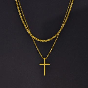 Vnox Mens Cross Necklaces, Stainless Steel Layered Plain Cross Pendant,
