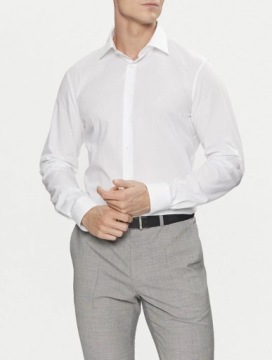 РУБАШКА ИЗ ЛАЙКРЫ СТРЕТЧ CALVIN KLEIN, БЕЛАЯ, L