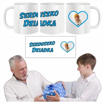 KUBEK ZE ZDJĘCIEM WNUKA WNUCZKI SERDUSZKO DZIADKA PREZENT NA DZIEŃ DZIADKA
