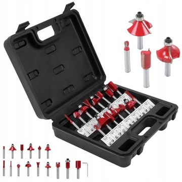 НАБОР ИЗ 15 ФРЕЗ ДЛЯ ДЕРЕВА 1/4 ФРЕЗЫ