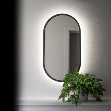 LUSTRO OWALNE W CZARNEJ RAMIE 30x70 LED JAKOŚĆ!