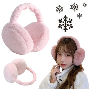 NAUSZNIKI ZIMOWE DAMSKIE OCIEPLANE PLUSZOWE CIEPŁE SKŁADANE FUTERKO OPASKA