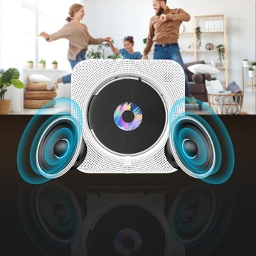 Портативный CD-радиоплеер, Bluetooth MP3, два динамика, FM-радио, белый