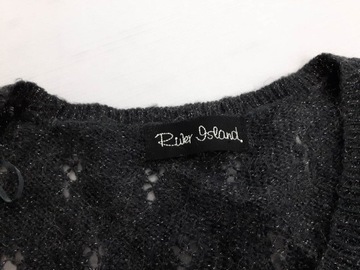 RIVER ISLAND błyszczący SWETER z węłną AŻUR _ 34