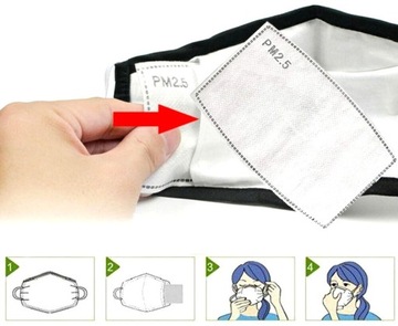 1 x HEPA-МАСКА ФИЛЬТР PM2,5 УГЛЕРОДНЫЙ FFP2 N95