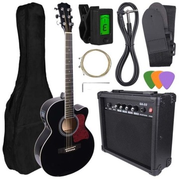 NN EAG SET BK GITARA ELEKTROAKUSTYCZNA WZMACNIACZ GITAROWY ZESTAW CZARNA