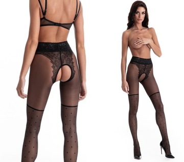 AMOUR LOLITA R3/4 open crotch koronka kropki