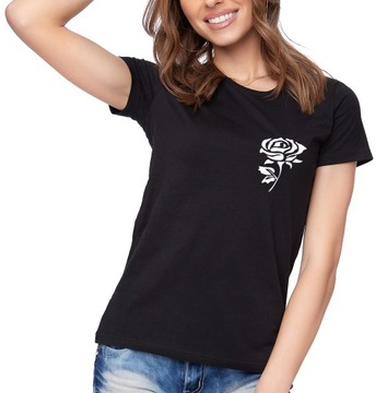 T-SHIRT KOSZULKA DAMSKA Z NADRUKIEM RÓŻA XXL