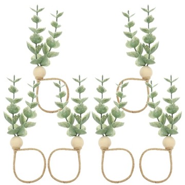 6 SZT. KRĄŻKI NA SERWETKI FARMHOUSE LIŚCIE EUKALIPTUSA