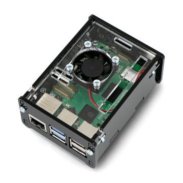 Obudowa do Raspberry Pi 5 z wentylatorem - czarna