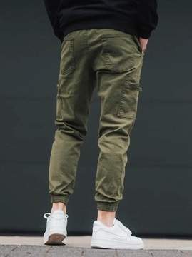 SPODNIE MĘSKIE MATERIAŁOWE BOJÓWKI JOGGER Oliwka Khaki JIGGA WEAR Cargo L