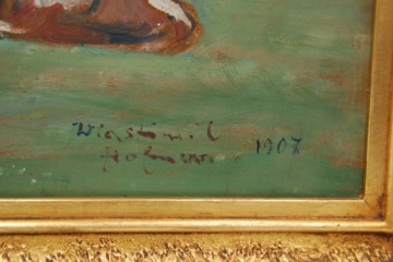 Властимил Хофман рисует «Коровы на пастбище», 1907 год.