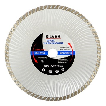 TARCZA DIAMENTOWA TURBO FALOWANA 230 x 22,2 SILVER