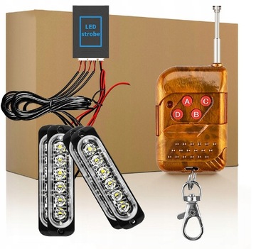 LAMPA OSTRZEGAWCZA STROBOSKOP POMOC LAWETA 4x6 LED