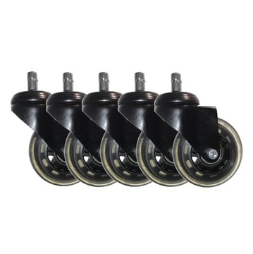 Kółka do fotela 75mm gumowe 5 sztuk trzpień 11mm