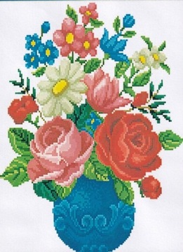 X012 DIY haft krzyżykowy zestaw mulina igły kanwa 45x55 nadruk 40x50 kwiat