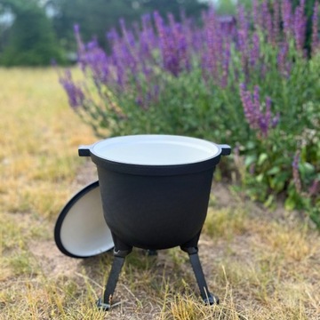 KOCIOŁEK ŻELIWNY EMALIOWANY GARNEK myśliwski węgierski 10L OGNISKO GRILL