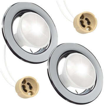2x OCZKO SUFITOWE LED OCZKO LED OKRĄGŁA SREBRNA OPRAWKA SUFITOWA CHROM GU10