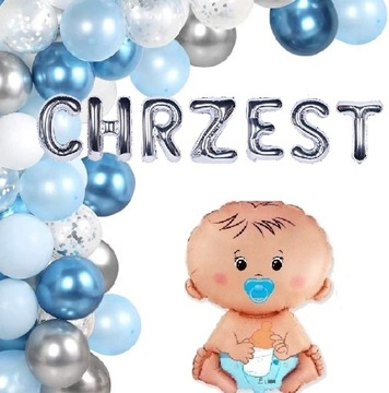 Zestaw dekoracji BALONY na CHRZEST dla chłopca
