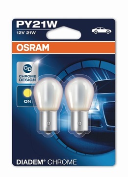 OSRAM PY21W ДИАДЕМНЫЕ ХРОМНЫЕ ЛАМПОЧКИ 12В 21ВТ 2ШТ.