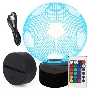 LAMPKA PIŁKA LED 3D NOCNA NA BIURKO DEKORACYJNA USB DOTYKOWA DZIEŃ CHŁOPAKA