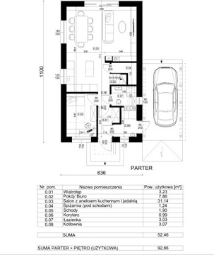 Проект дома площадью 70м2 с мансардой P. Ład Wąska Plot
