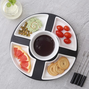 Zestaw do Fondue Topienie Czekolady Porcelana Podgrzewacz Na Świeczkę