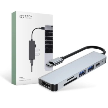 Док-станция TECH-PROTECT V4-Hub 6в1 Серый
