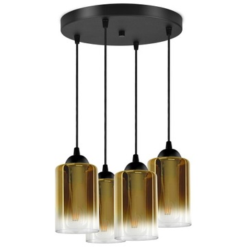 Lampa Wisząca Cztery Tuby Złote Transparentne LED