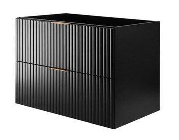 Szafka Łazienkowa Wisząca pod Umywalkę 80 Czarna Modny RYFLOWANY front MDF