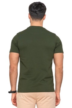 T-Shirt Męski Klasyczny Koszulka na Krótki Rękaw Gładka Khaki MORAJ L