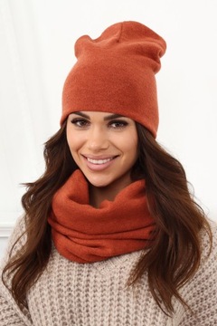 KOMPLET DAMSKI CZAPKA KOMIN POLSKI RUDY 2468