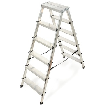 ЛЕСТНИЦА ДОМАШНЯЯ АЛЮМИНИЕВАЯ 2х6 ДВУХСТОРОННЯЯ 125 кг