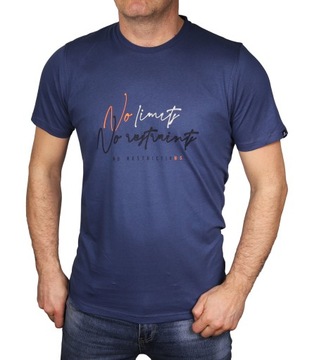 Koszulka męska niebieska bawełniana Polska Tshirt z nadrukiem Bastion 4XL